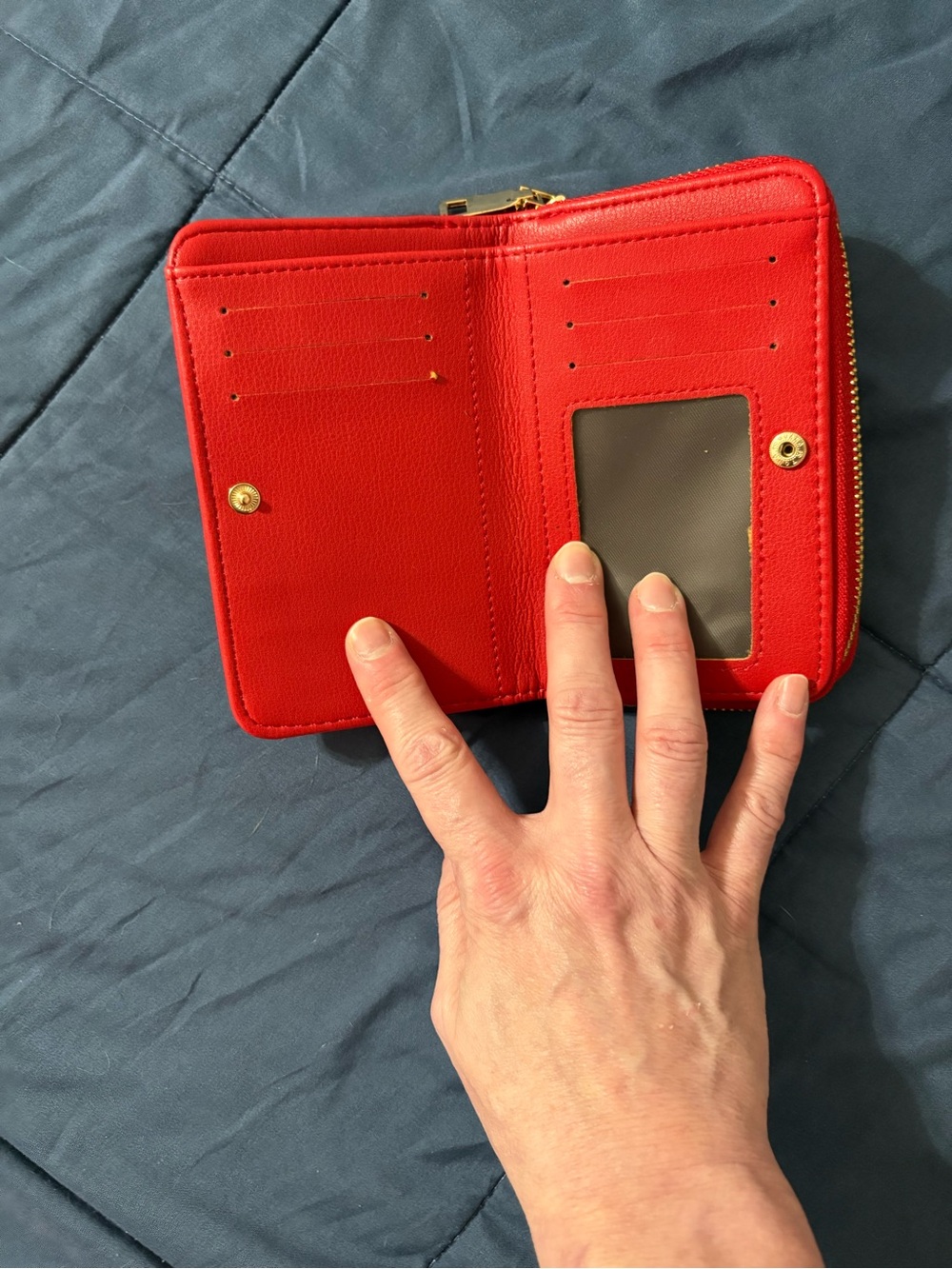 Compact Red Zip Card Wallet - Picture 3 of 4